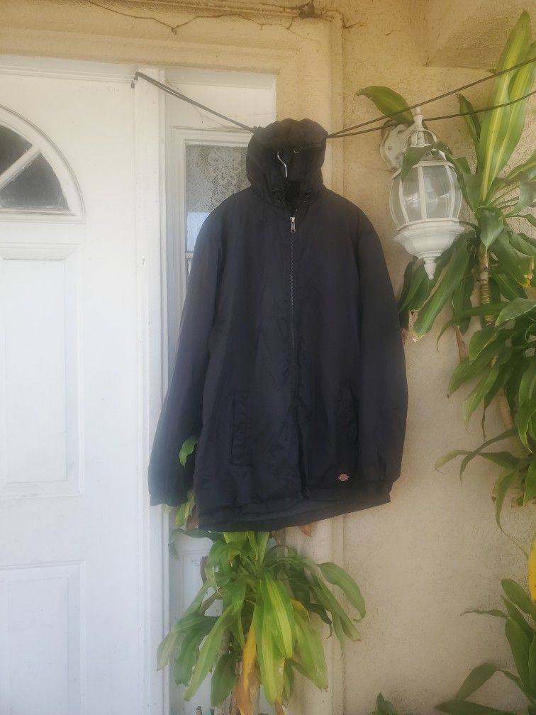 Dickies Men's BLK Fleece Lined Nylon Hooded Jacket
