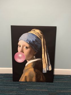 Girl with a Pearl Earring Bubble Gum Canvas Print