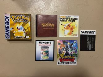 Excellent! 1999 Nintendo Game Boy Pokemon Yellow Version Pikachu Box+Inserts ONLY Authentic **No Game**