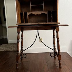 Antique Vargueno Desk With Wrought Iron Hardware