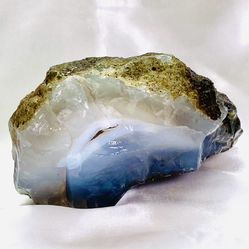 River Laced Blue Banded Agate Chalcedony Druzy Geode Quartz From India 1 LB 8oz