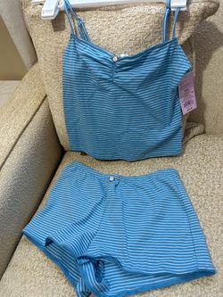 Wild fable Blue Striped Pajama Set Cami and Shorts