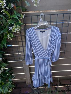 Tommy Hilfiger Blue and white wrap around dress