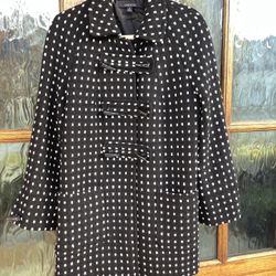 vintage Chadwicks Black & Whit Wool Houndstooth mid length Coat Size 10