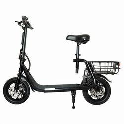 Electric Scooter for Adults Foldable Scooter with Seat & Carry Basket E-Scooter 