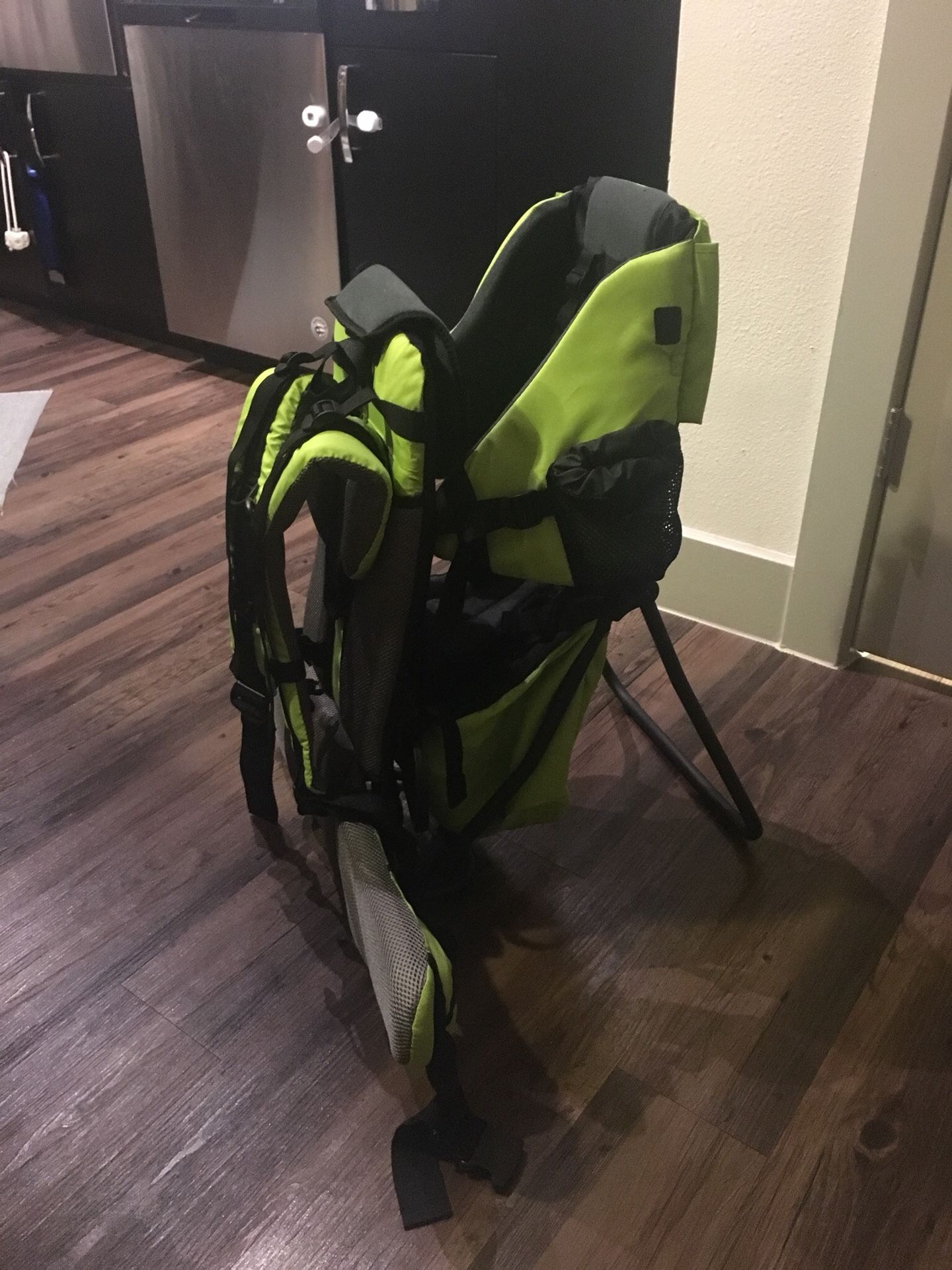 Green baby backpack hiking carrier