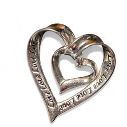 Sterling Silver Floating Heart Pendant Necklace Charm