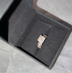 Silver Square Halo Diamond Ring