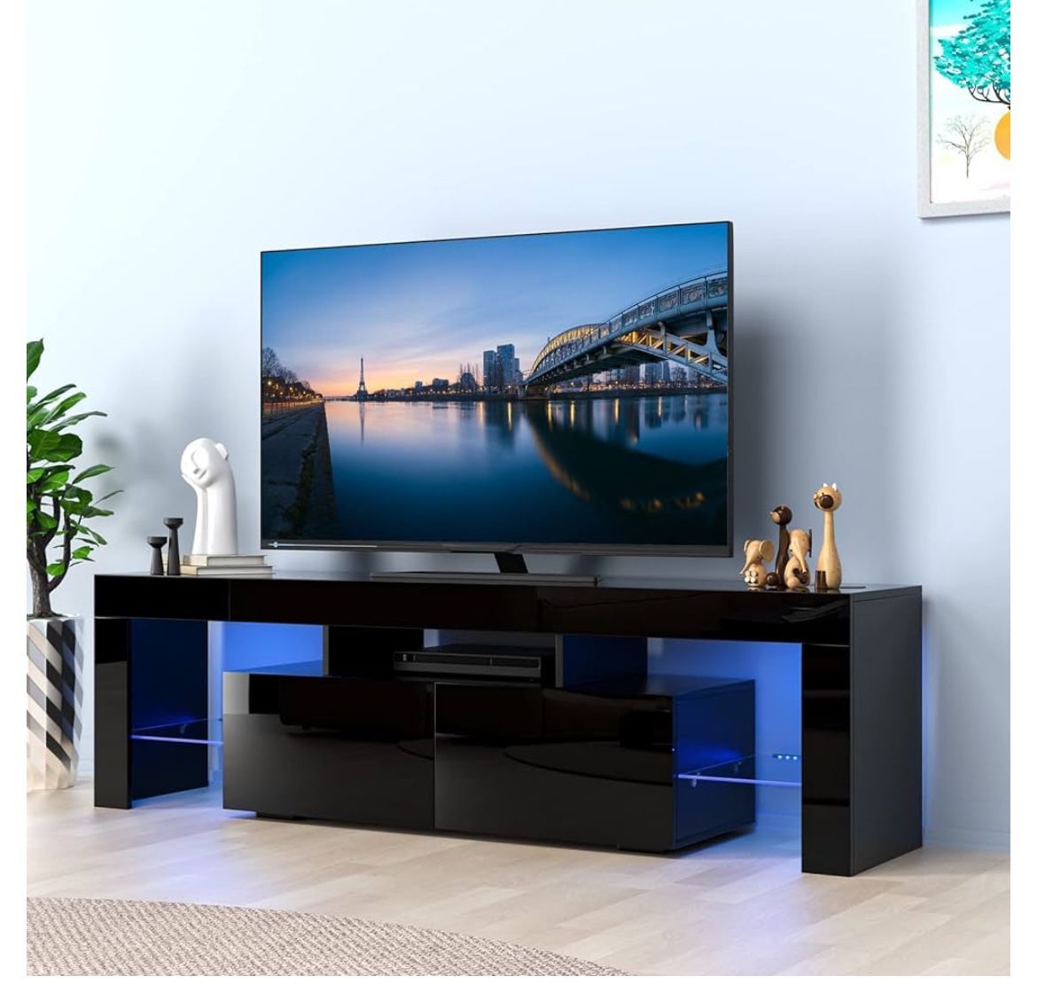 Led Tv Stand With Storage Shelves