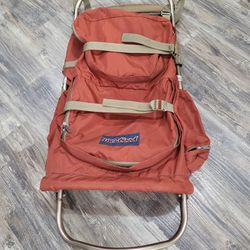 VTG Huge L Jansport Dark Orange Hiking Backpack Alum External Frame Made USA