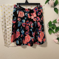 Floral High Waist Skirt Neon And Black
