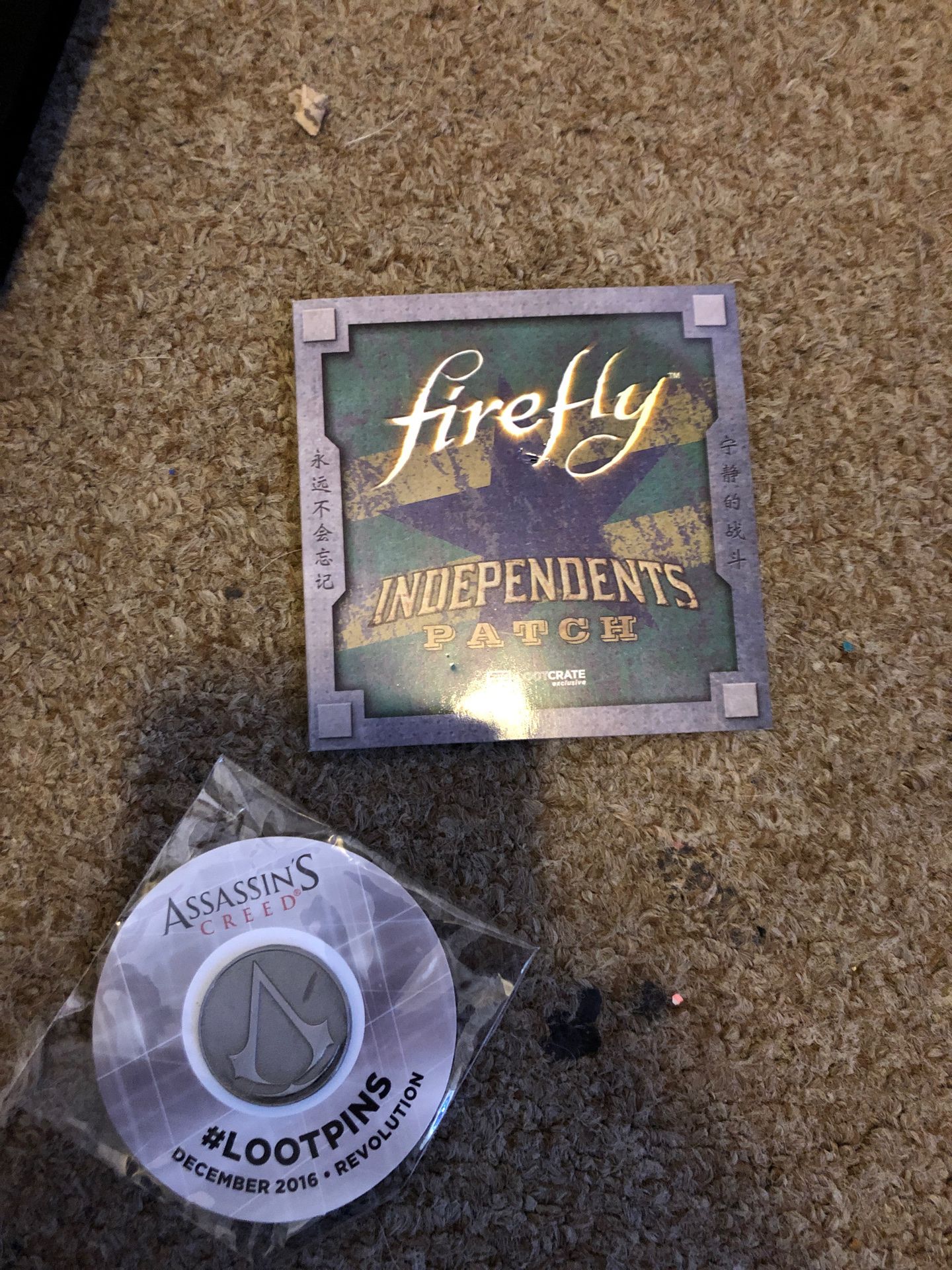 Assassins creed pin and firefly patch exclusive loot crate