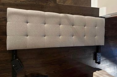 Queen Sized Light Gray Upholstered Headboard