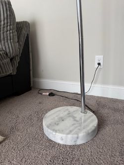 Floor Lamp with Marble Base and Chrome Pole