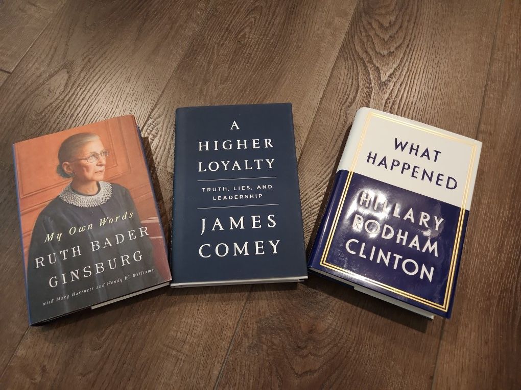 3 Books , Ruth Bader Ginsburg, James Comey, Hillary Clinton, Great Condition