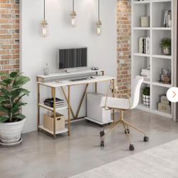 White And Gold 46” Desk (Retail $153)