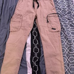 New Men’s Cargo Jogger Pants (Size M) – Tan/Khaki – Streetwear Style