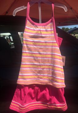 Girls Pink Striped Halter Top and Skirt Set