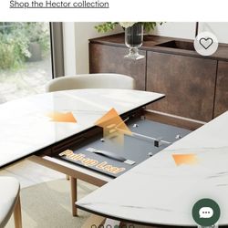 Upscale Hector-Oval Glossy Sintered Stone Extendable Dining Table