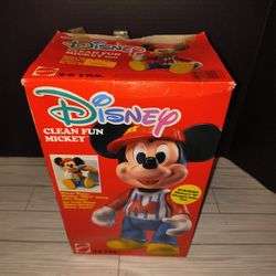 Disney Mickey Mouse Clean Fun Doll New Open Box Water Magic Mattel Rare 1989