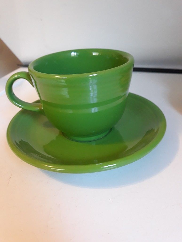 Fiestaware Green Cup & Saucer! Perfect Condition!