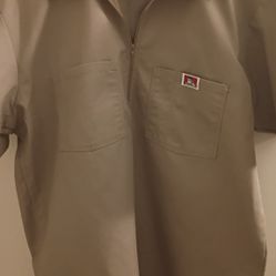 Tan Ben Davis Quarter Zip Shirt Large