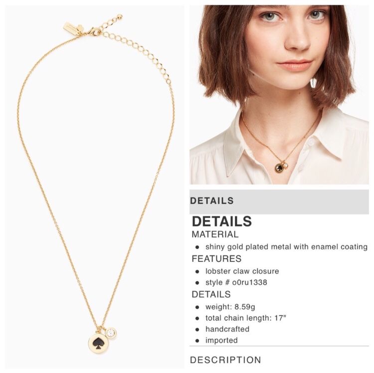 NEW! Kate Spade Spot the Spade Charm Necklace