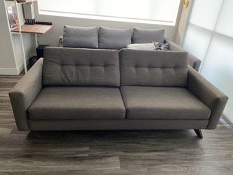 Mid-Century Modern Gray Fabric Sofa