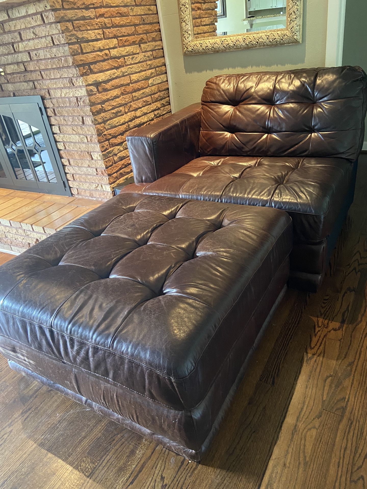 Leather Chair & Ottoman
