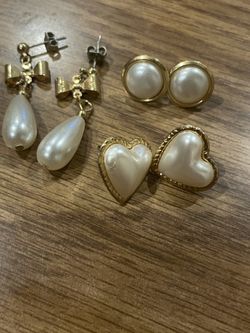 3 Pairs Of Pearl Earrings 