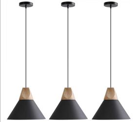 (Brand New in Box) 
Pendant Light,Solid Wood Ceiling Hanging Lamp,Modern Matte Black Pendant Lighting for Kitchen Island Dining Room Coffee Bar (Black