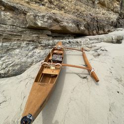 13' Handmade Wooden Out-Rigging Canoe