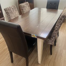 Pier One Wooden Rustic Table and 6 Chairs with Bench