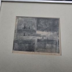 Original 1972 Mid-Century Modern Abstract Art - "Nights by the Water"