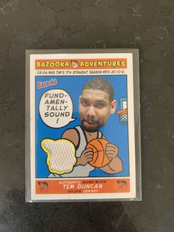 Tim Duncan Game Worn Jersey Card – Bazooka Adventures 2005 – San Antonio Spurs