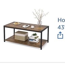 43” Industrial Wood Design Coffee Table 
