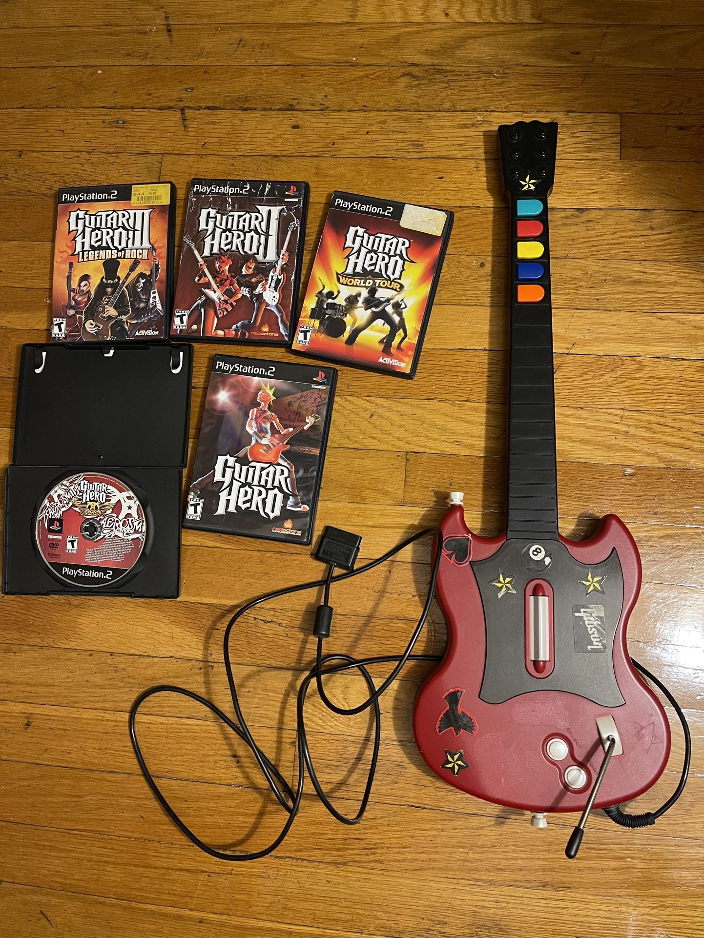 PS2 Guitar Hero Red Octane PSLGH Playstation 2 Wired Guitar Controller 