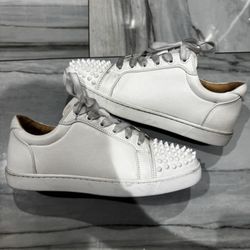 White Leather Christian Louboutin Spikes