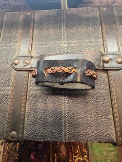 Leather & Copper bracelet cuff piece