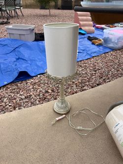 Decorative Table Lamp with Ornate Silver Base