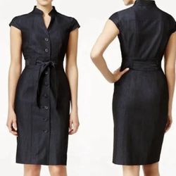 Calvin Klein Black Button Down Dress - Size 10