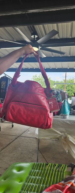 Red Leather Satchel Handbag