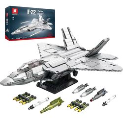 Reobrix F-22 Fighter Jet Building Set Military Raptor Fighter Display Model