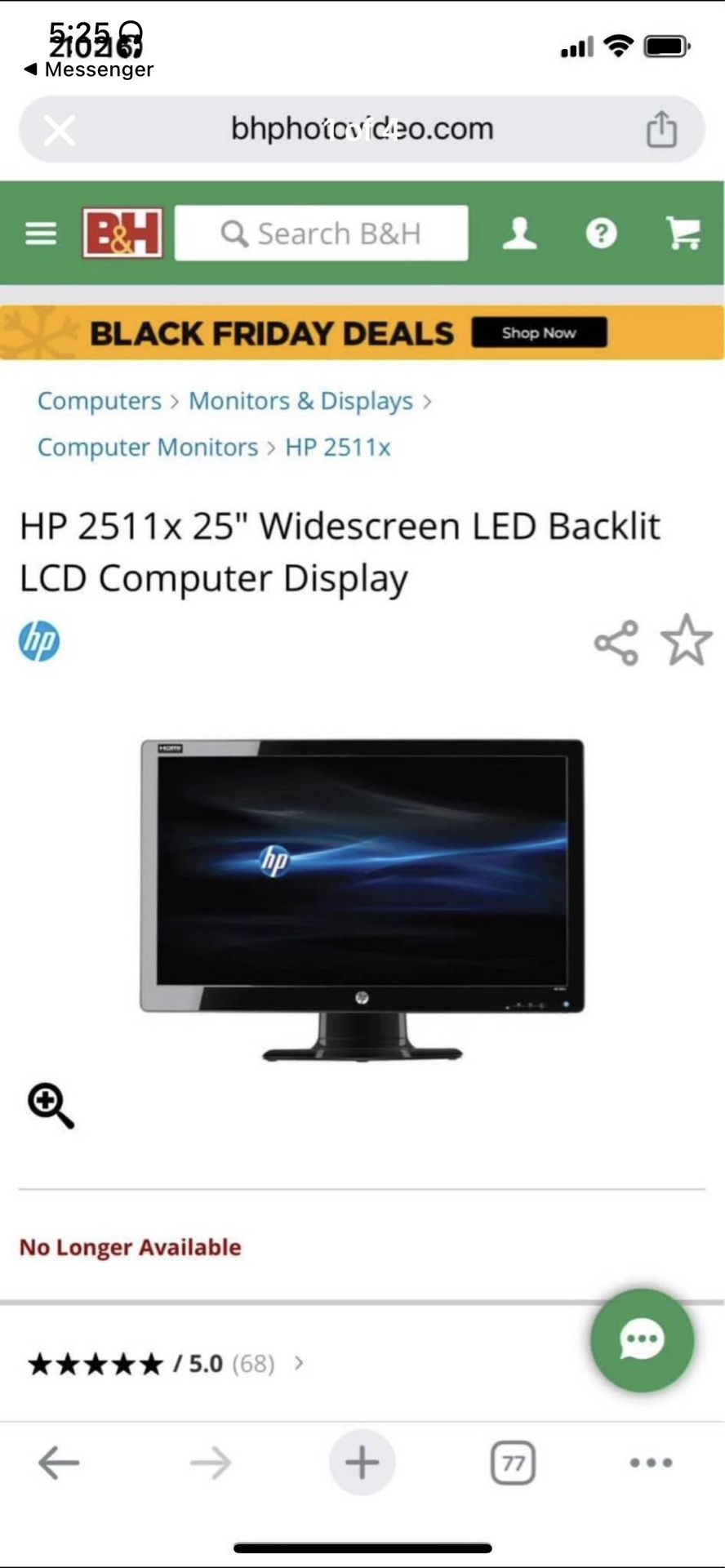 (2) Hp 25 Inch Monitors Like New Condition