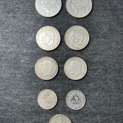 9 Foreign Silver Coins 