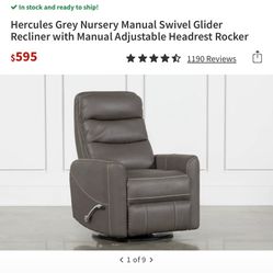Hercules Grey Swivel Glider Recliner