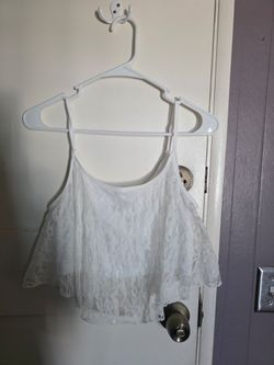 White Lace Crop Tank Top