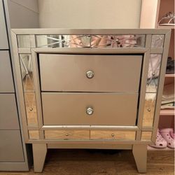 Gray Silver Night Stand