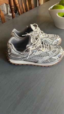 Silver Metallic Lace-Up Sneakers