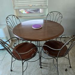 Ethan Allen Round Table wood And Metal Frame In Cutler Bay